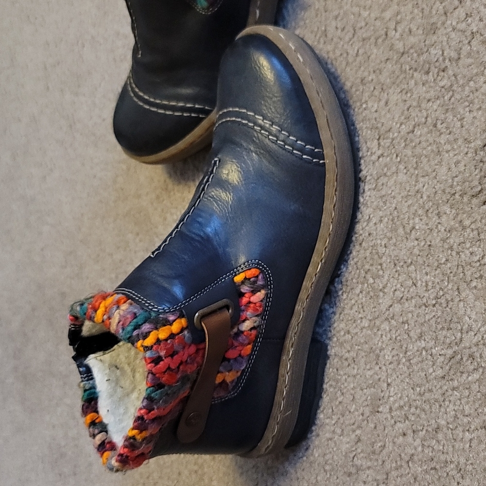 Rieker boots, size 7, multi color sweater top
